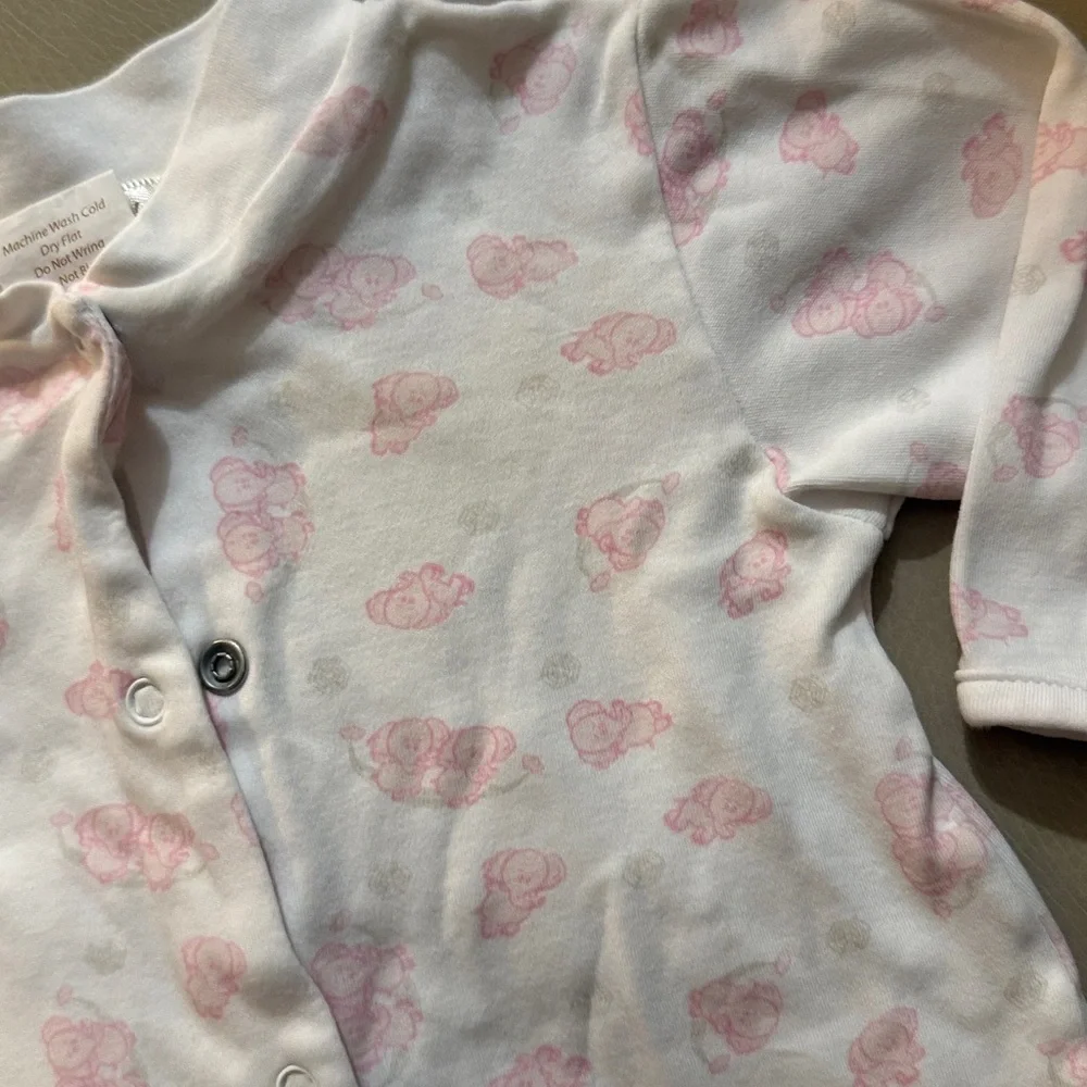 Lyda baby baby girl pink elephant print cotton footie